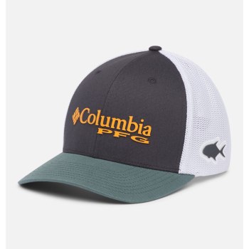 Columbia PFG Mesh Ball, Gorras Grises Oscuro Blancos Para Hombre | 742309-LGJ